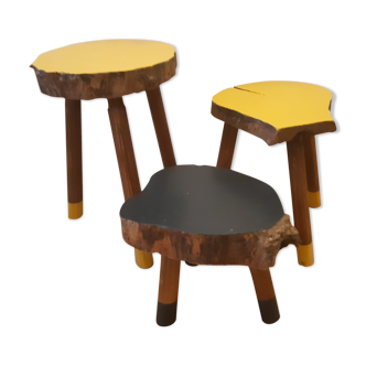Trio of tripod tabourets