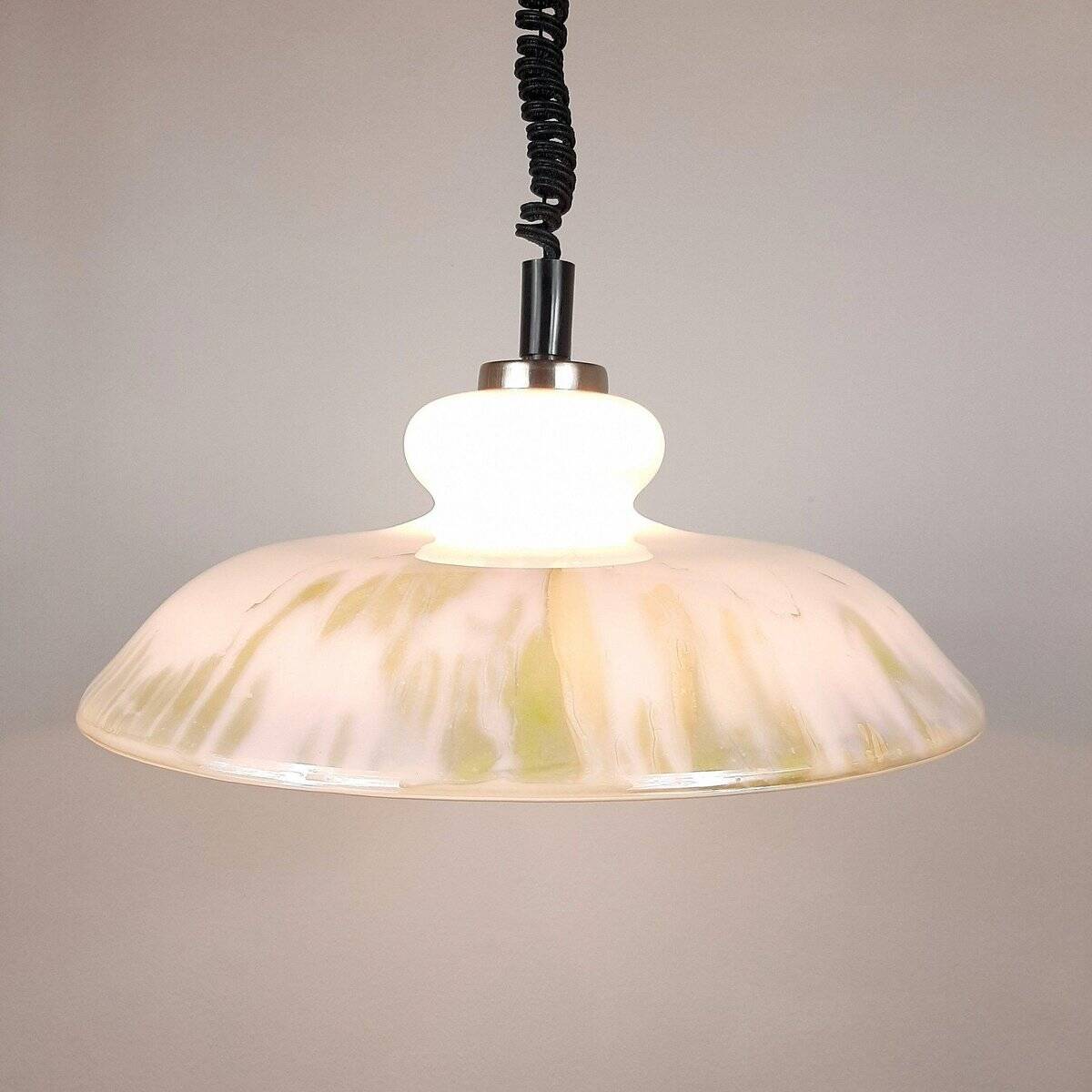 White glass pendant lamp, 1970s
