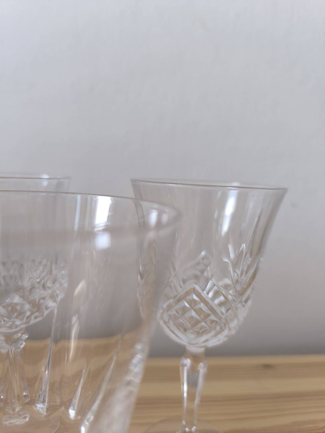 Set of 7 mismatched wine glasses