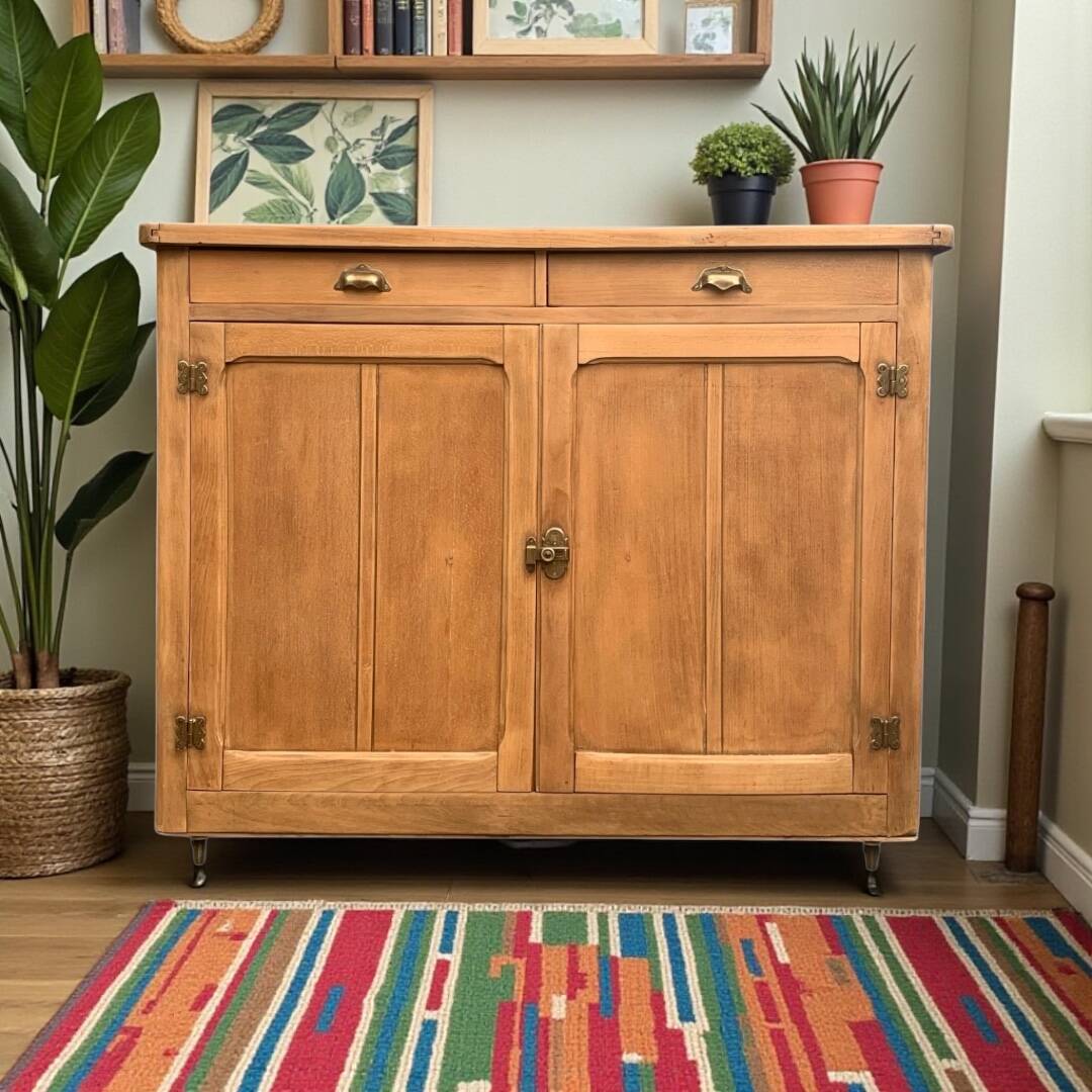 Grand Parisian buffet with billot and butterfly hinges, raw wood, 1930.