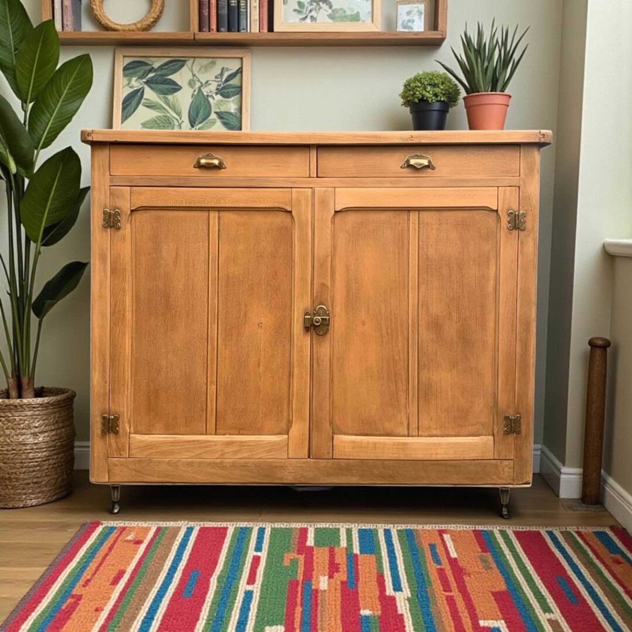 Grand Parisian buffet with billot and butterfly hinges, raw wood, 1930.