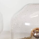 Pair of vintage brass and mouth blown glass wall lights