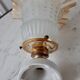 Glass tulip bathroom wall lamp and white porcelain base early XXth