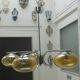 Vintage chandelier chrome and glass smokes 5 lights