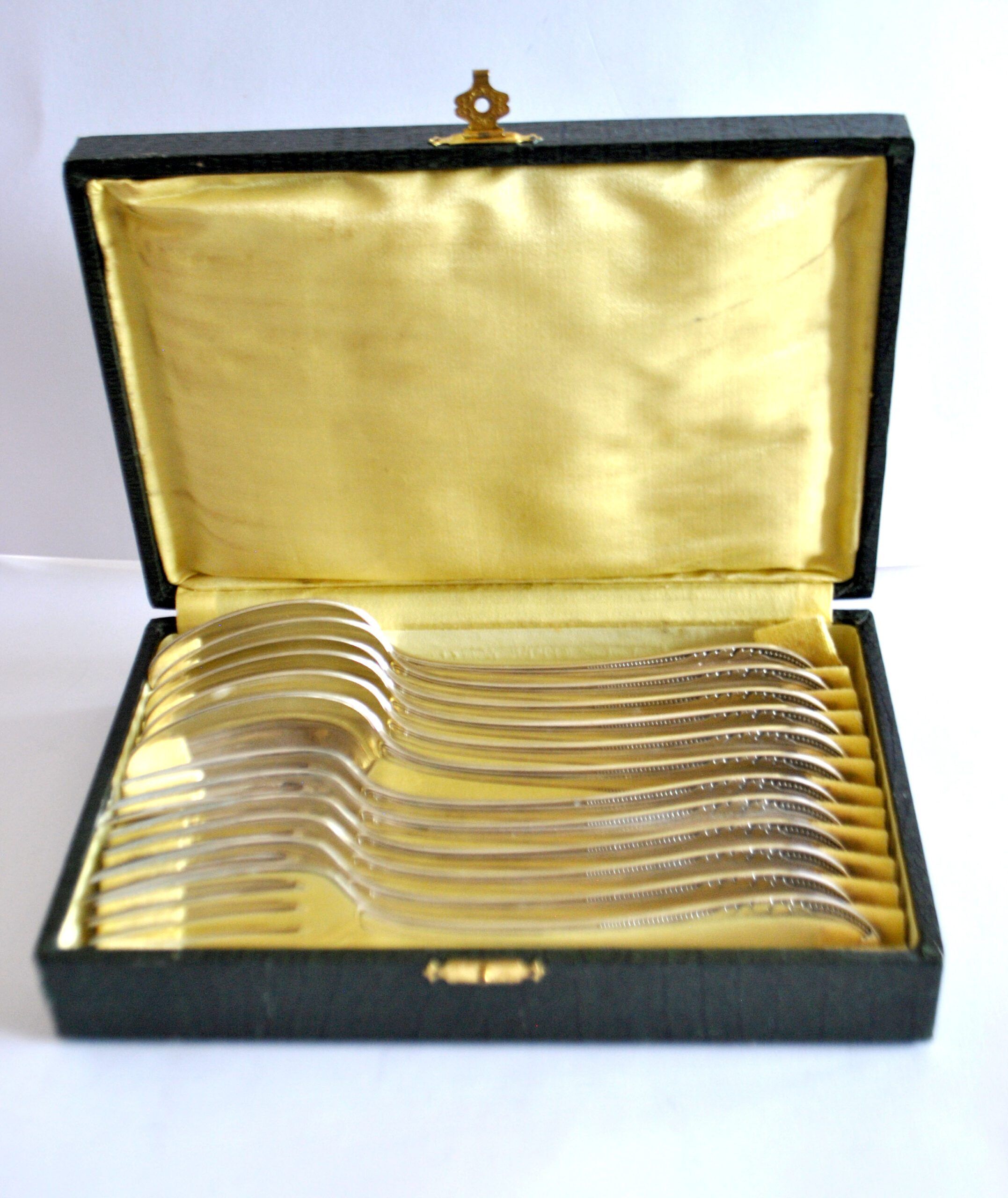 Table cover pearl 6 forks + 6 silver-plated metal spoons German Wellner Silber 21cm