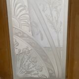 Double dividing door in wood and etched glass, 20th century