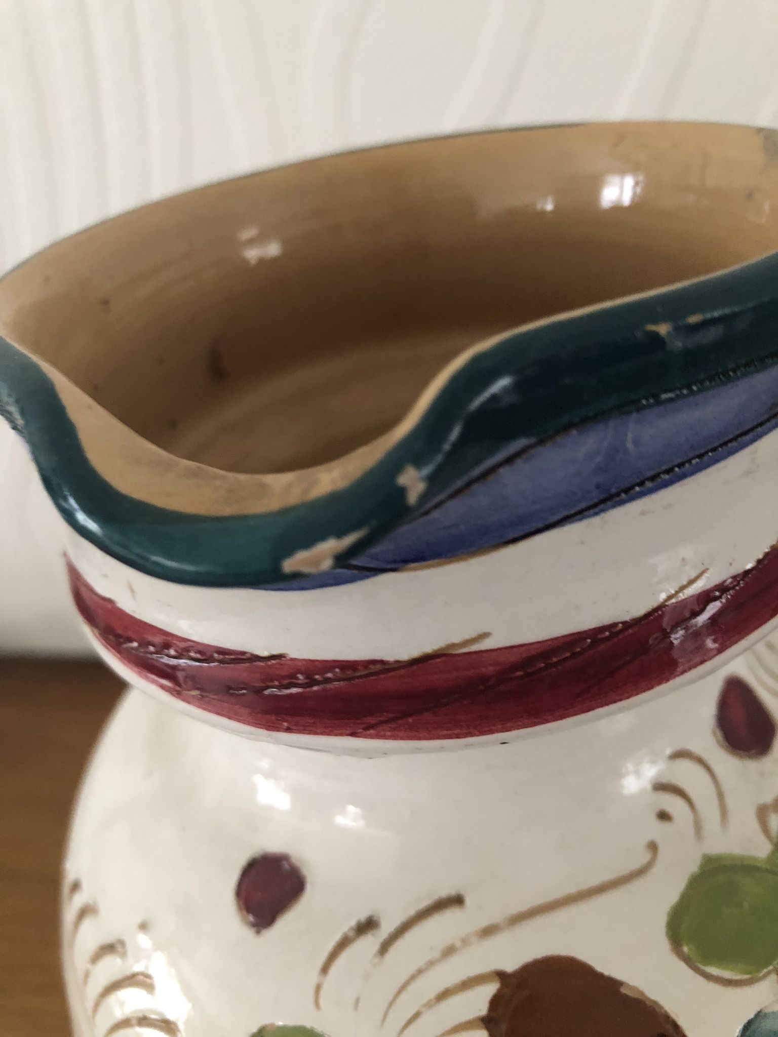 Italian majolica ceramic pitcher / jug signed