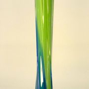 Vintage blown glass vase, twisted, blue and green, height: 39cm