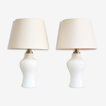 Paire de lampes en opaline