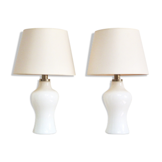 Pair of opaline lamps