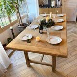 Solid wood farmhouse table with 2 extensions