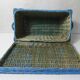 vintage blue rattan trunk chest
