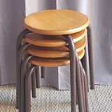 Series of 4 stackable vintage stools