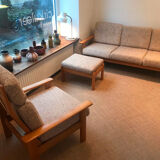 Relax armchair Scandinavian style chaise longue in wood and wool