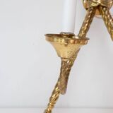 Paire de grandes appliques en laiton doré Noeud