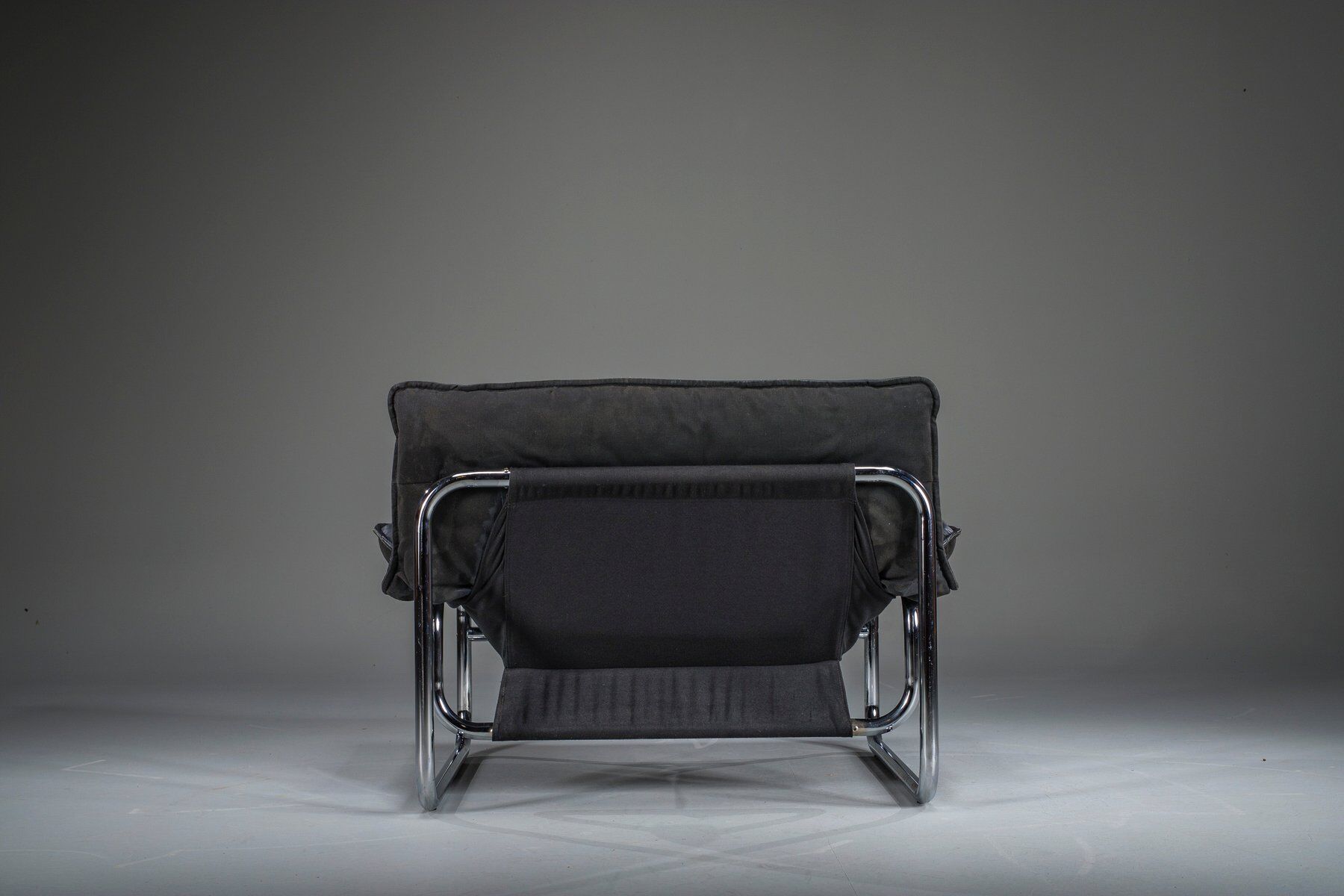 Bauhaus lounge chair in black leather attributed to Johan Bertil Häggström for Swed-Form / Ikea, Sweden, 1970s