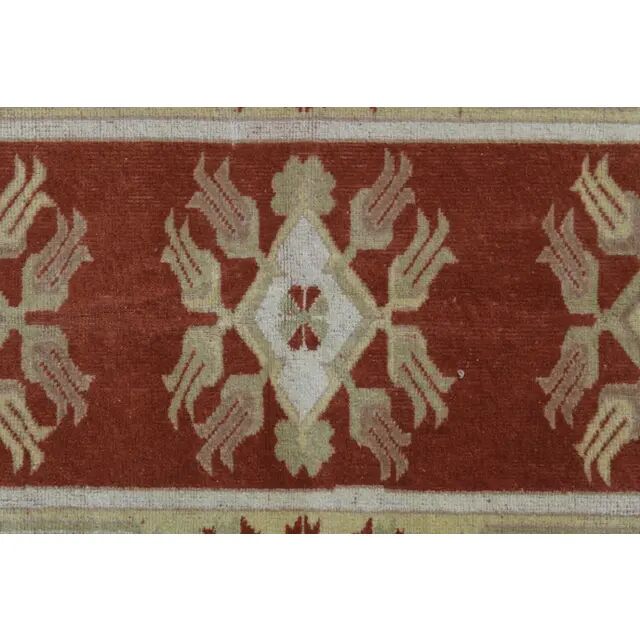 1970s Turkish Oushak Handmade Wool Cotton Red Area Rug 115x192