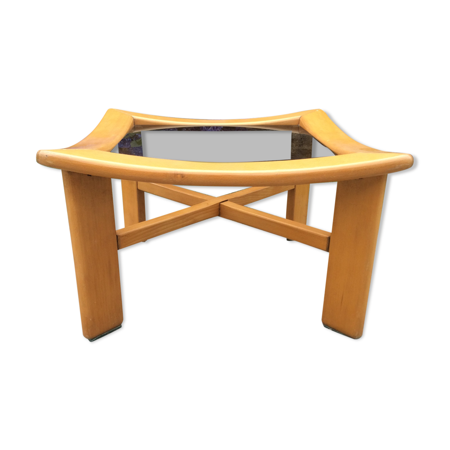 Vintage Scandinavian design coffee table in solid beech.