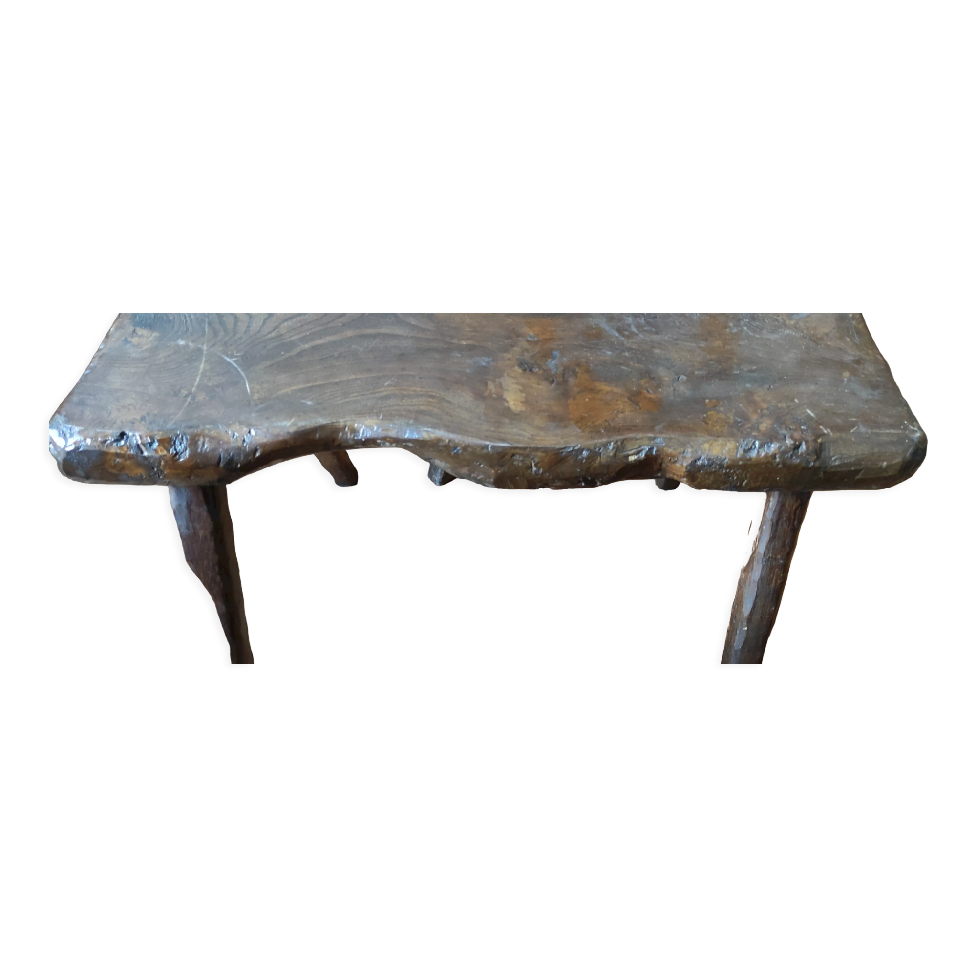 Brutalist living room / coffee table + 3 stools / design 20th