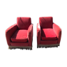 Paire de fauteuils 1930 velours rouge