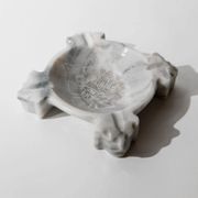 Vintage Mexican marble ashtray from the 1970s, engraved Aztec pattern.