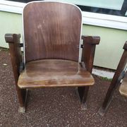 Pair of vintage antique wooden cinema chair s
