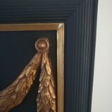 Trumeau louis XVI style mirror in black and gold stucco