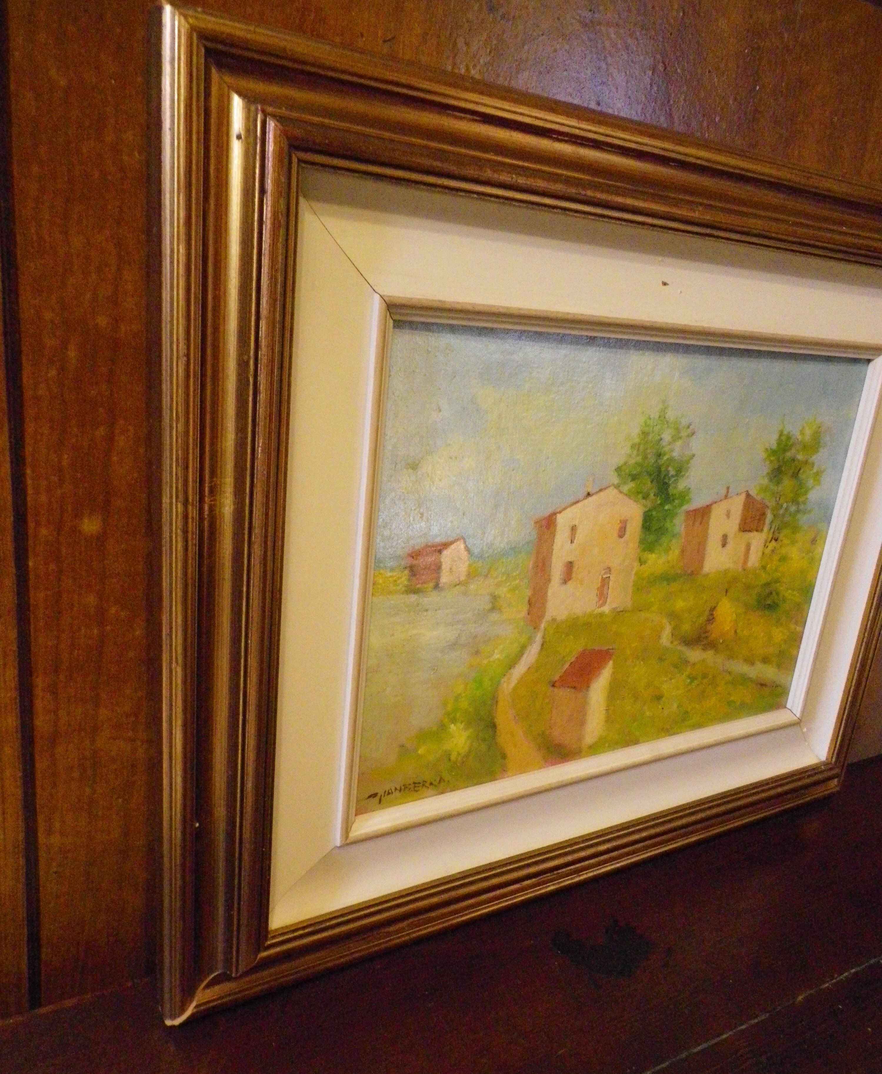 Painting by Gian BERRA with autograph letter signed on the back, contemporary painter - Italy