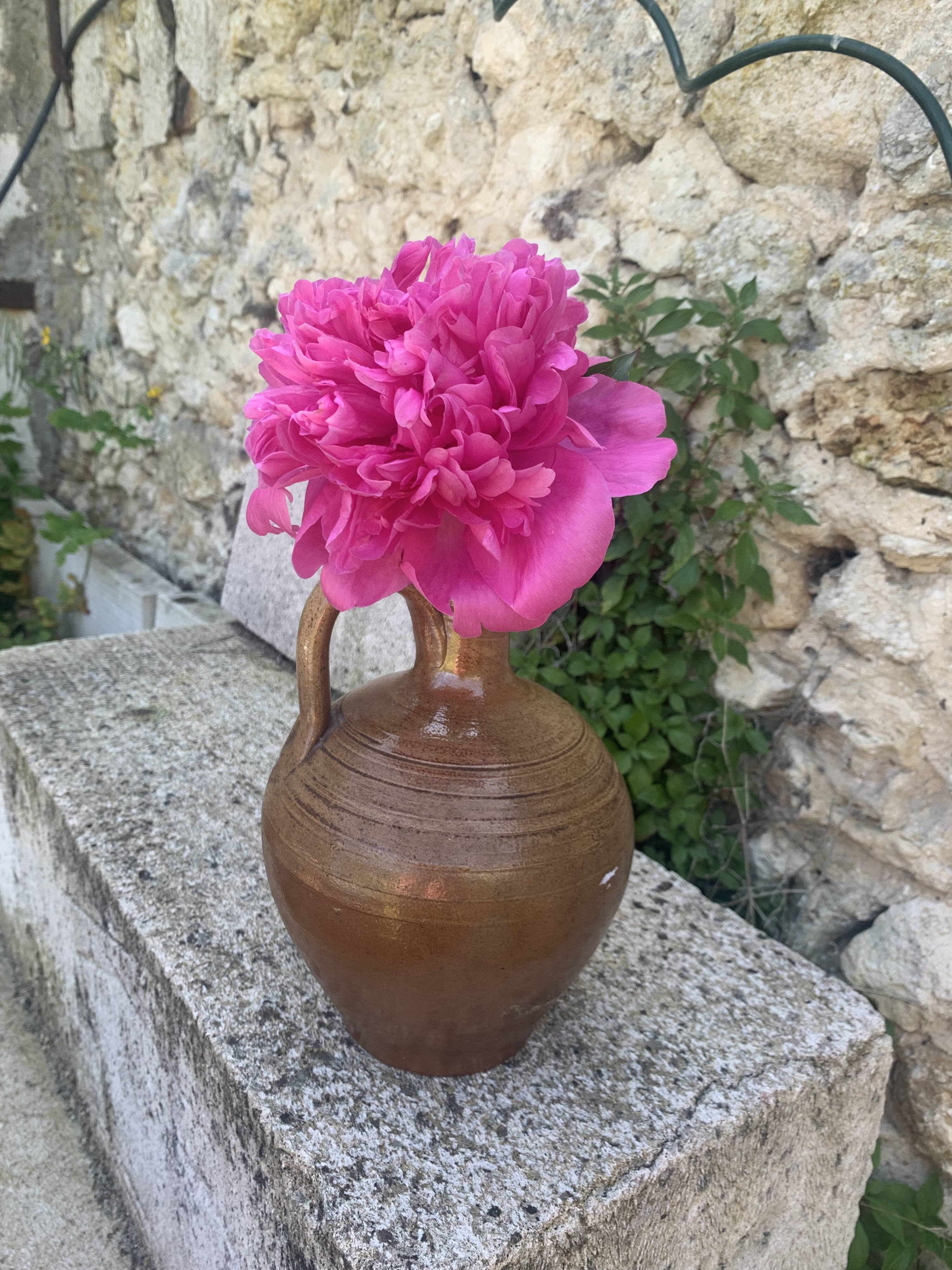 Carafe, jug, gargoulette in glazed stoneware, made in France, vintage