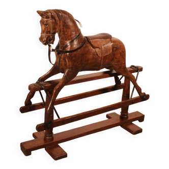 polychrome wooden rocking horse - 19th century