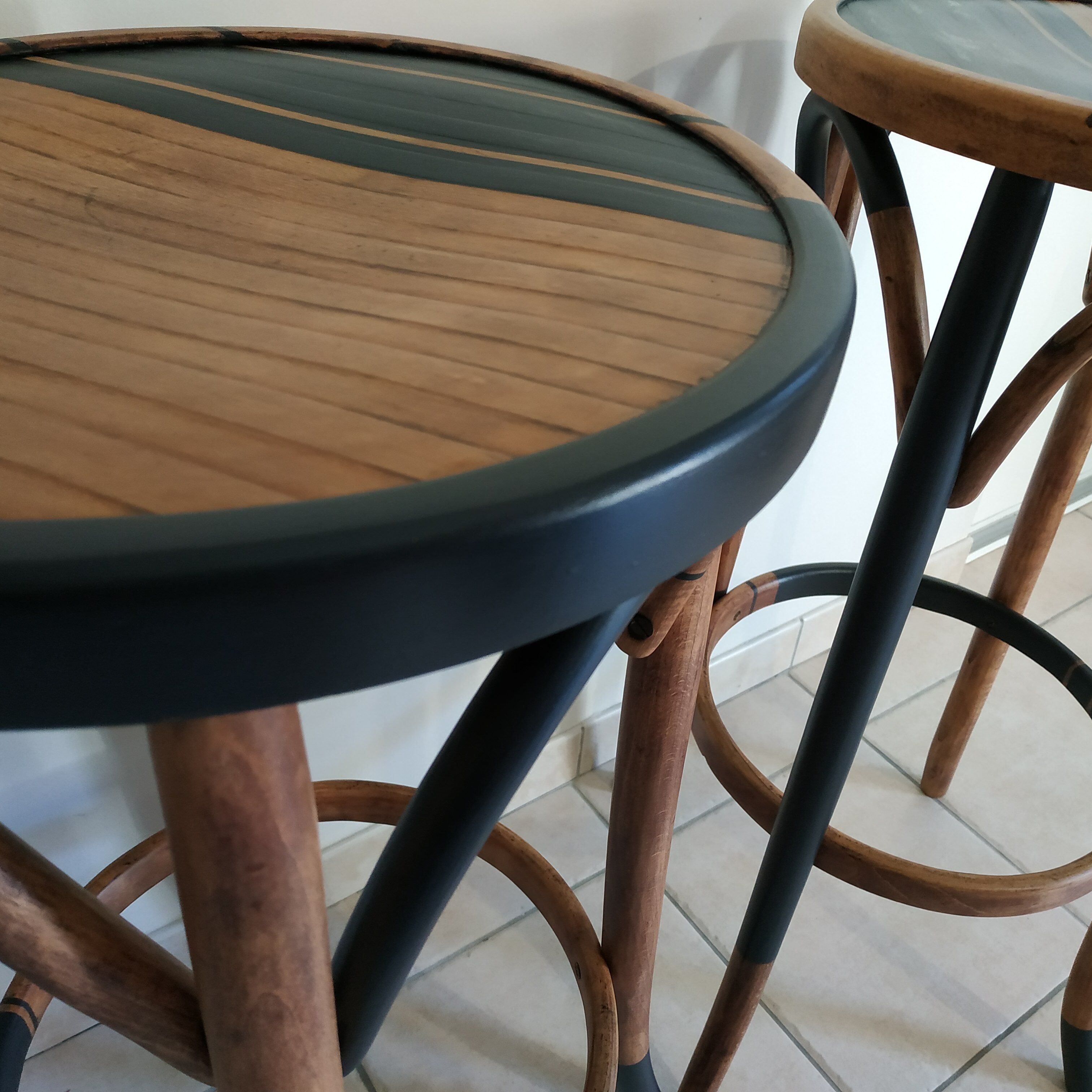 Pair of high bistro stools