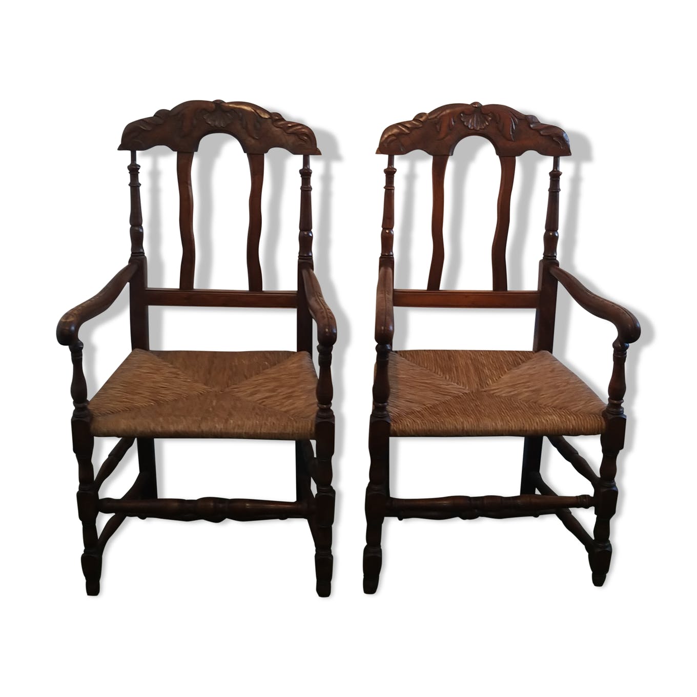 Pair of provençal walnut armchairs