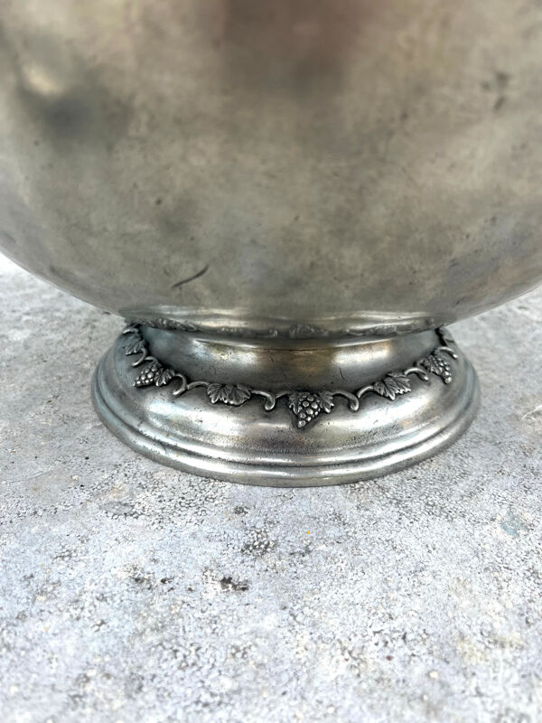 Ensemble de bol à punch en étain français avec 10 tasses et une louche – vigne