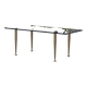 Smoked glass coffee table with adjustable brass legs, end of sofa, 70s table