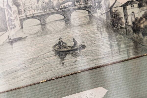 Dessin encadré, 19ème siècle, la Sambre