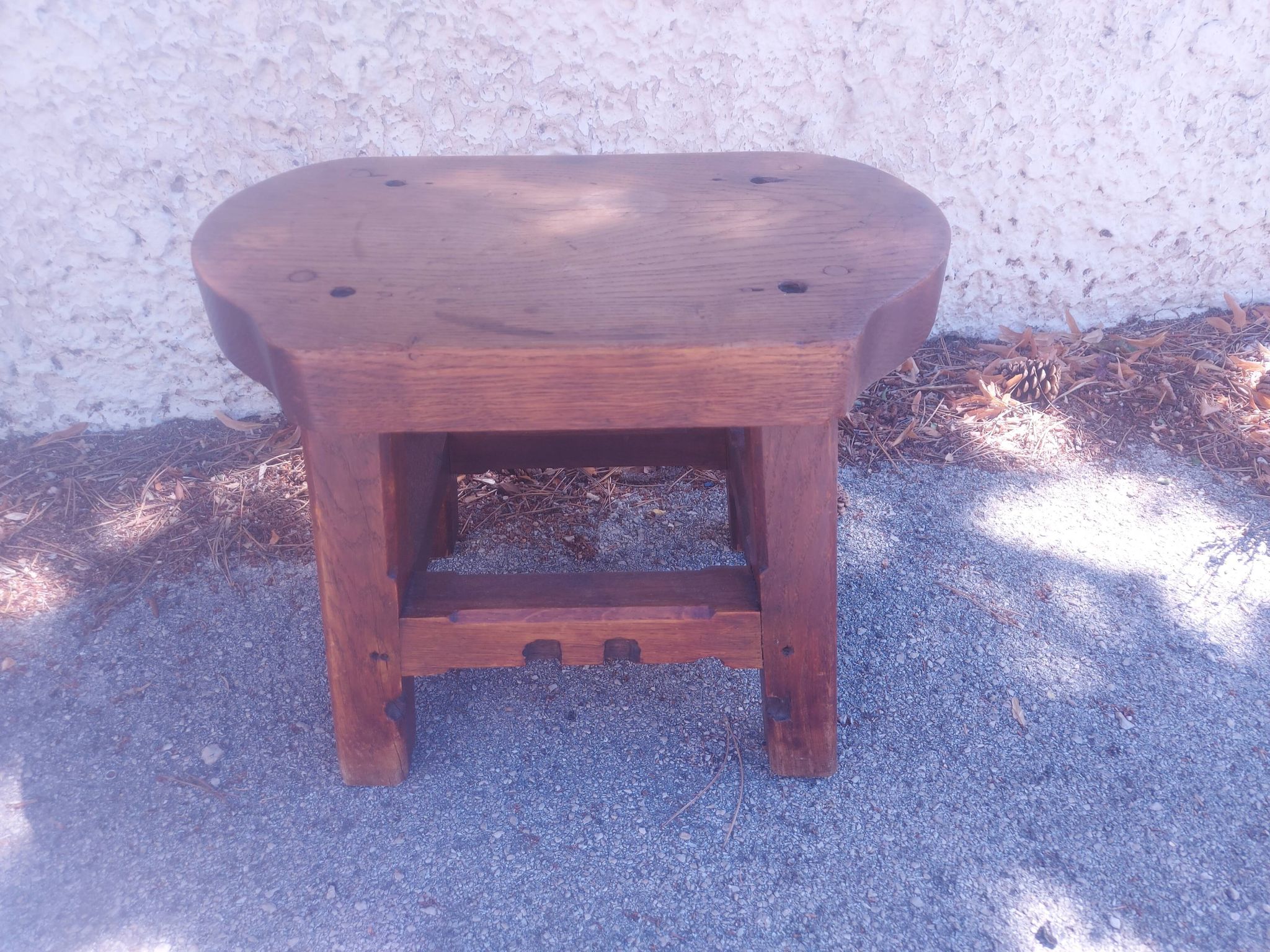 Brutalist wooden stool