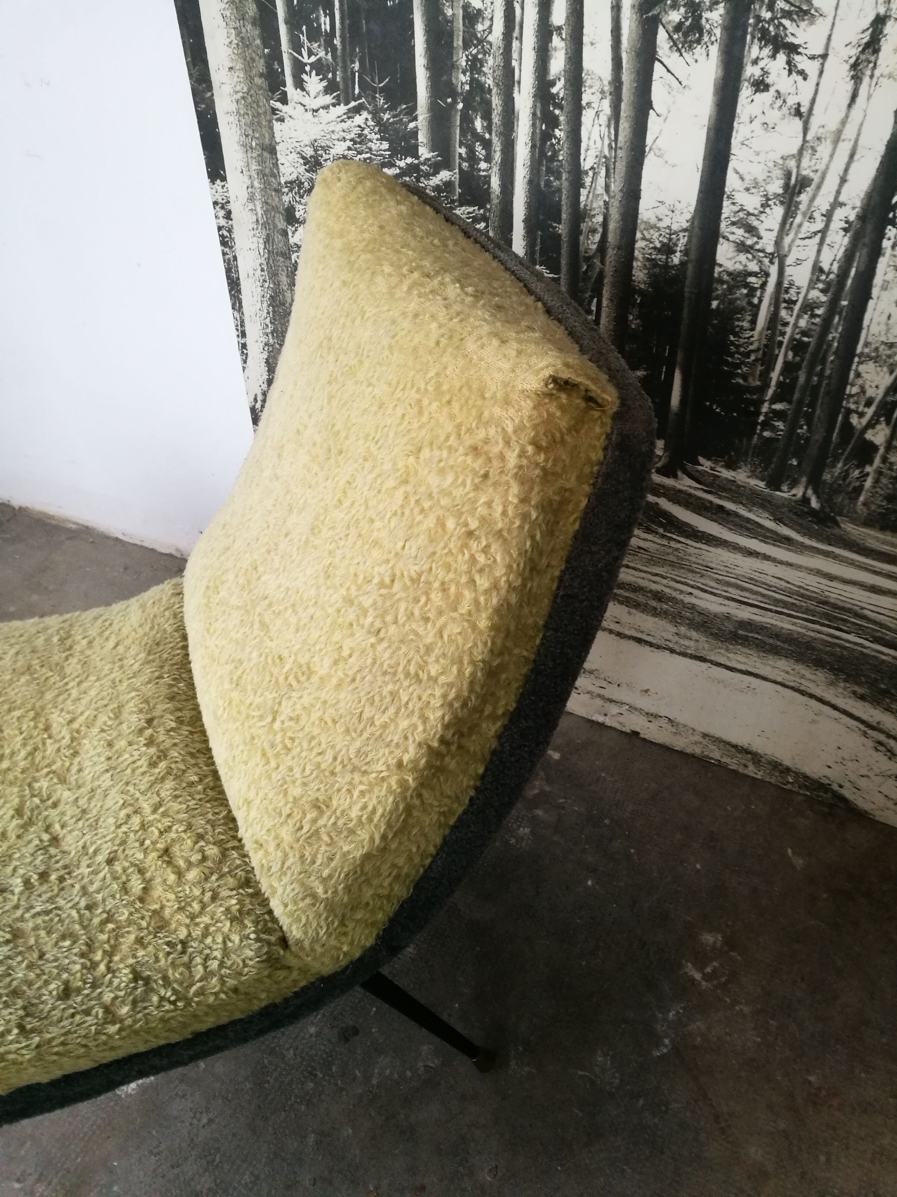 Heater, 60 year old synthetic fur chair