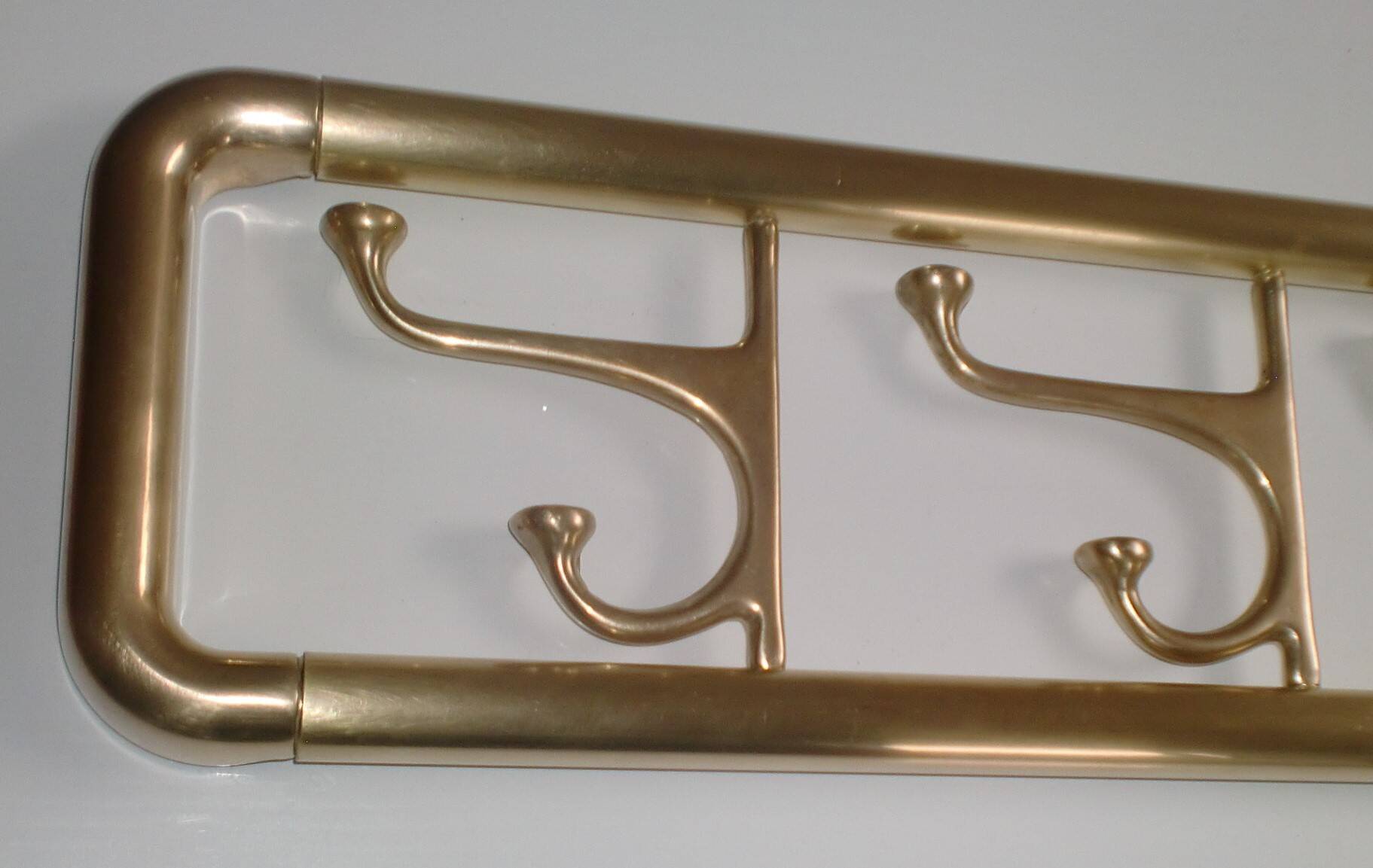 86cm art-deco brass coat rack with 6 folding hooks, austria, 1930s