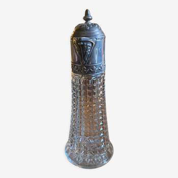 Aiguière en verre et étain 1900