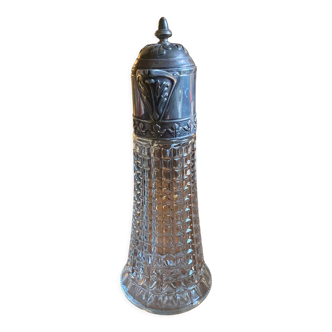 Aiguière en verre et étain 1900