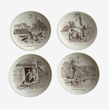 4 decorative plates Digoin & Sarreguemines