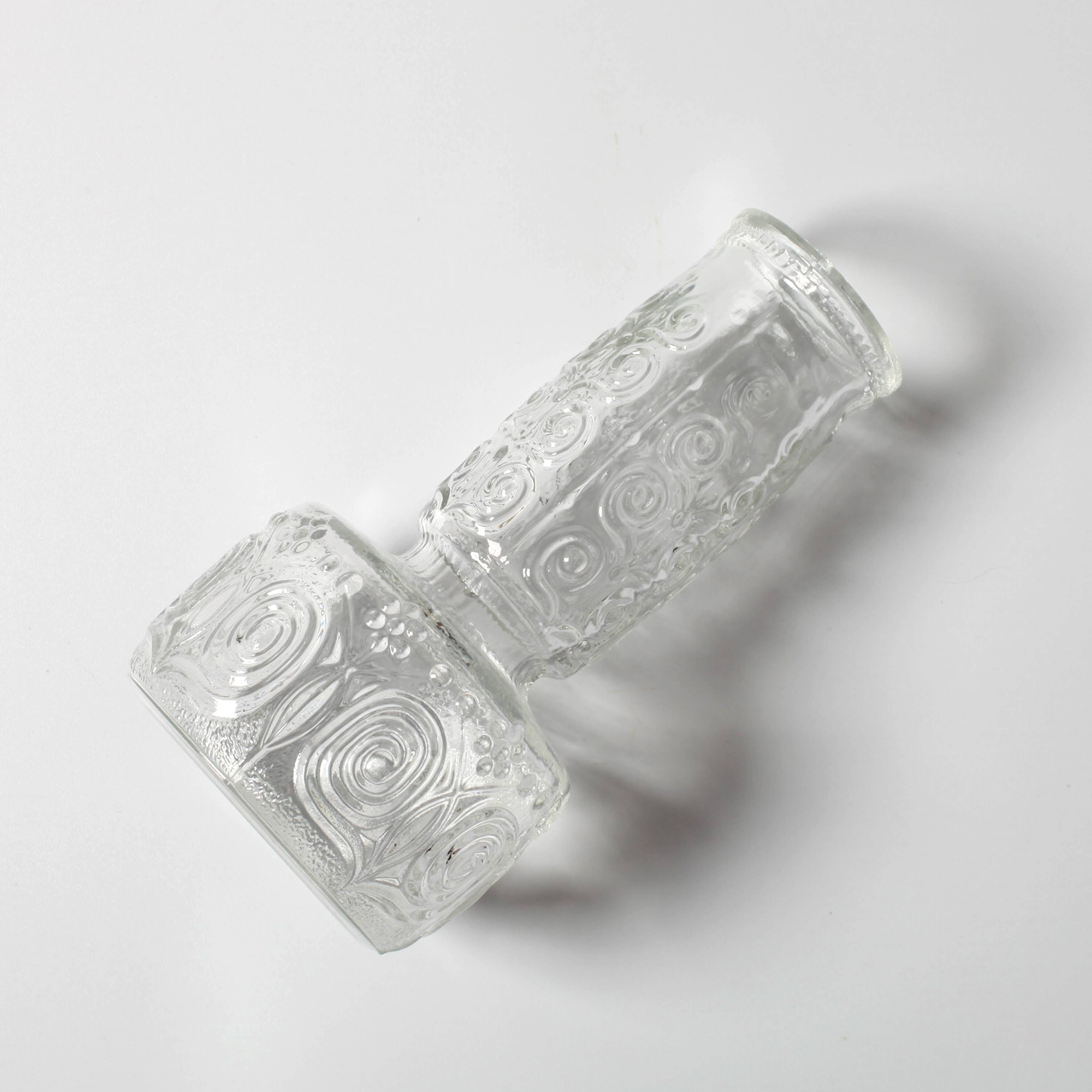 Mid-century Clear Pressed Glass Vase by Adolf Matura / Rosice / 1973