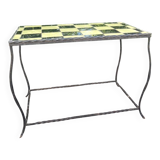 Coffee table with tiled and wrought iron finish
