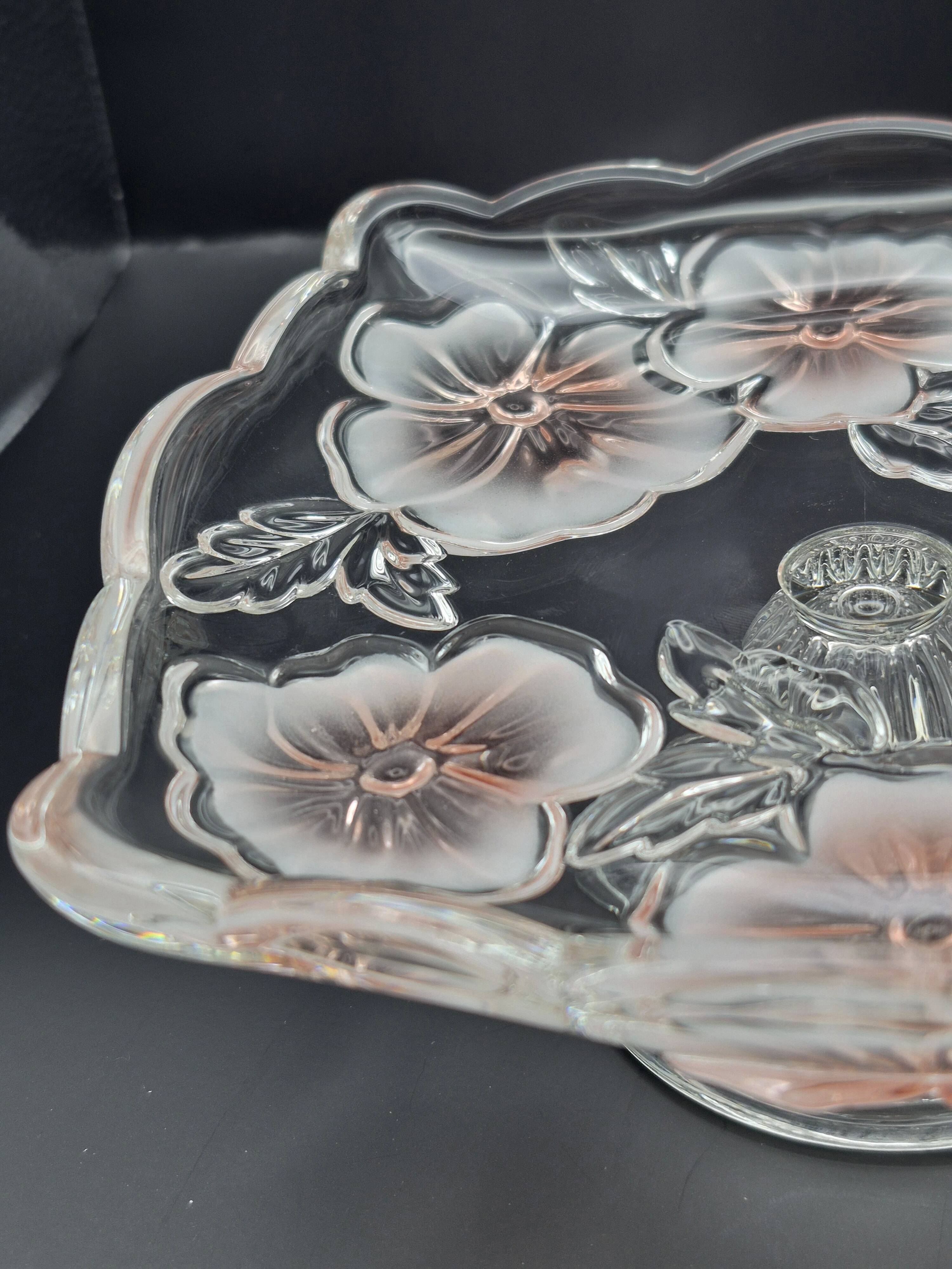 Vintage glass display stand "Pansy Bouquet Pink" — Studio Nova by Mikasa