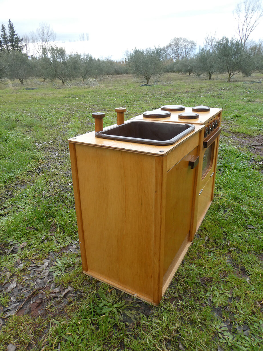 Vintage wooden children's school kitchen set