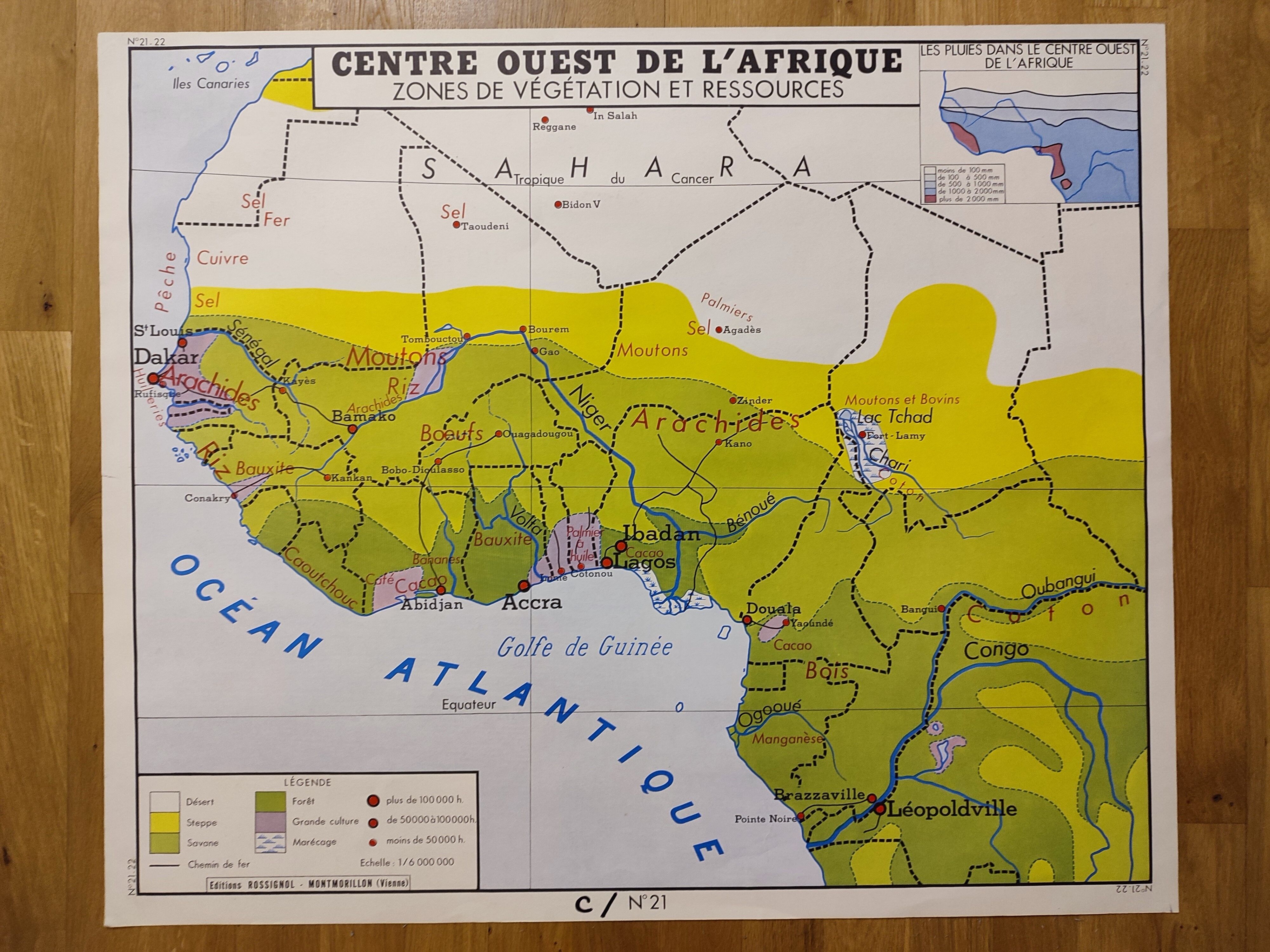 Old central west africa school map