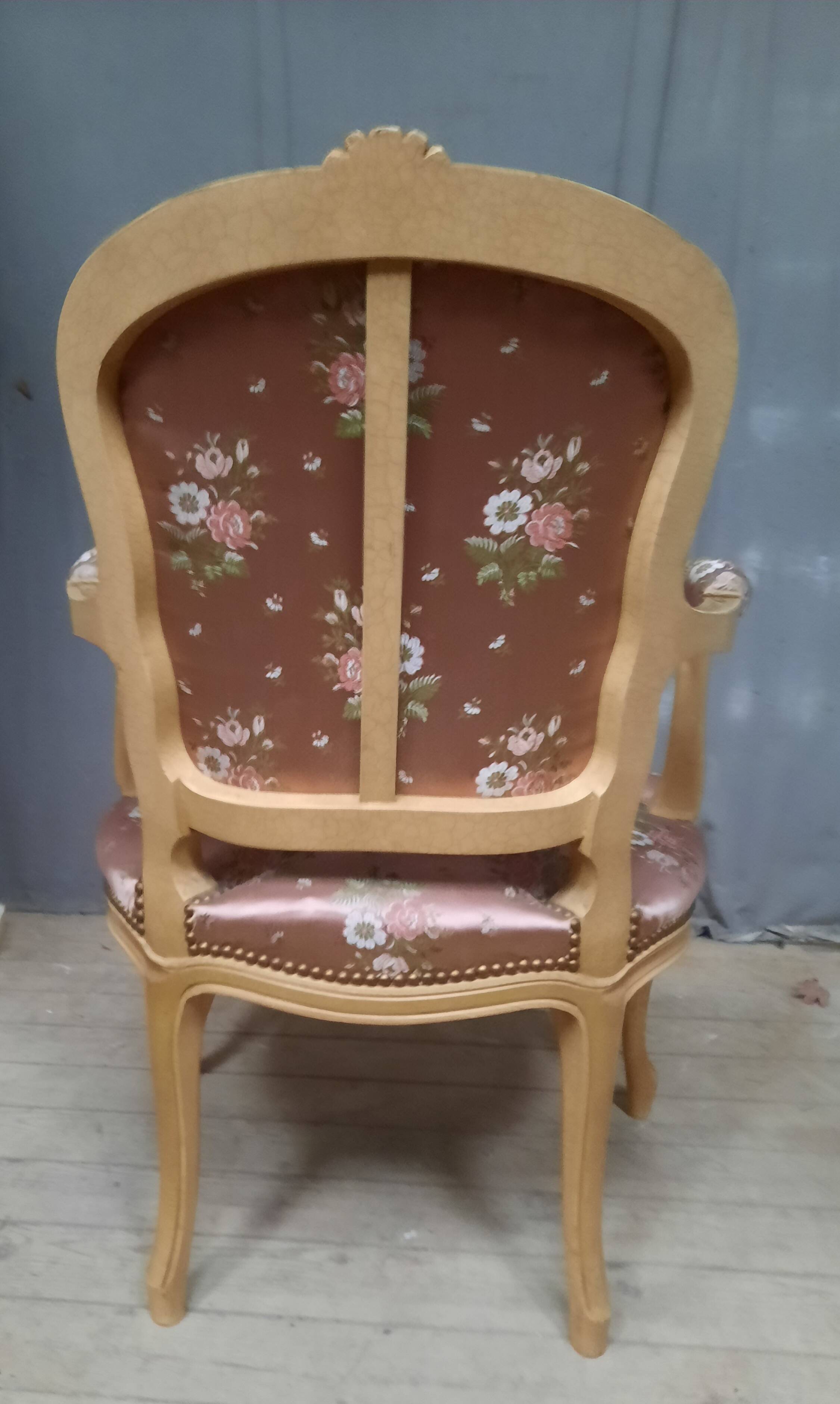 Louis XV style armchair in lacquered wood