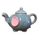 Old teapot elephant shape gray & pink ceramic vintage #a472