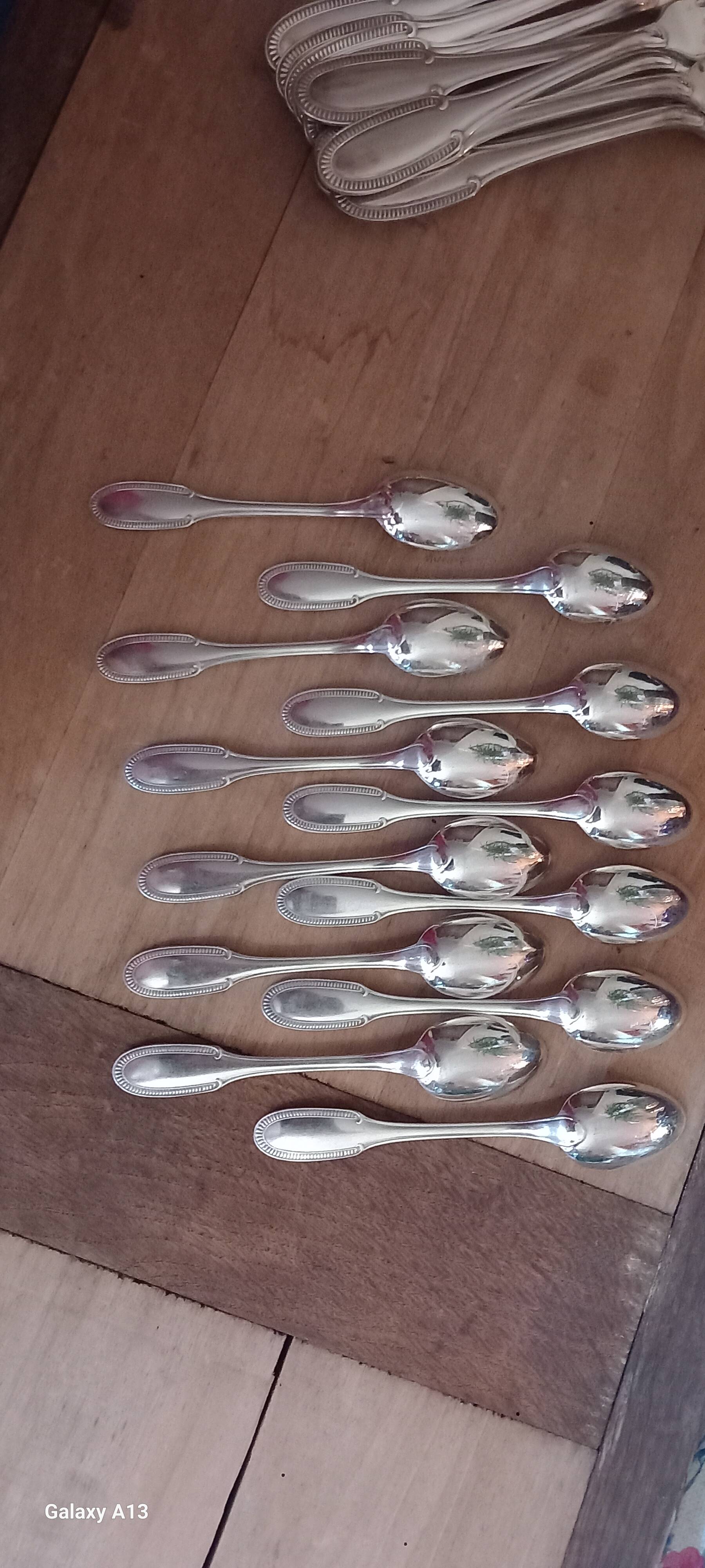 Silver-plated metal cutlery set ercuis in its gadroons model box