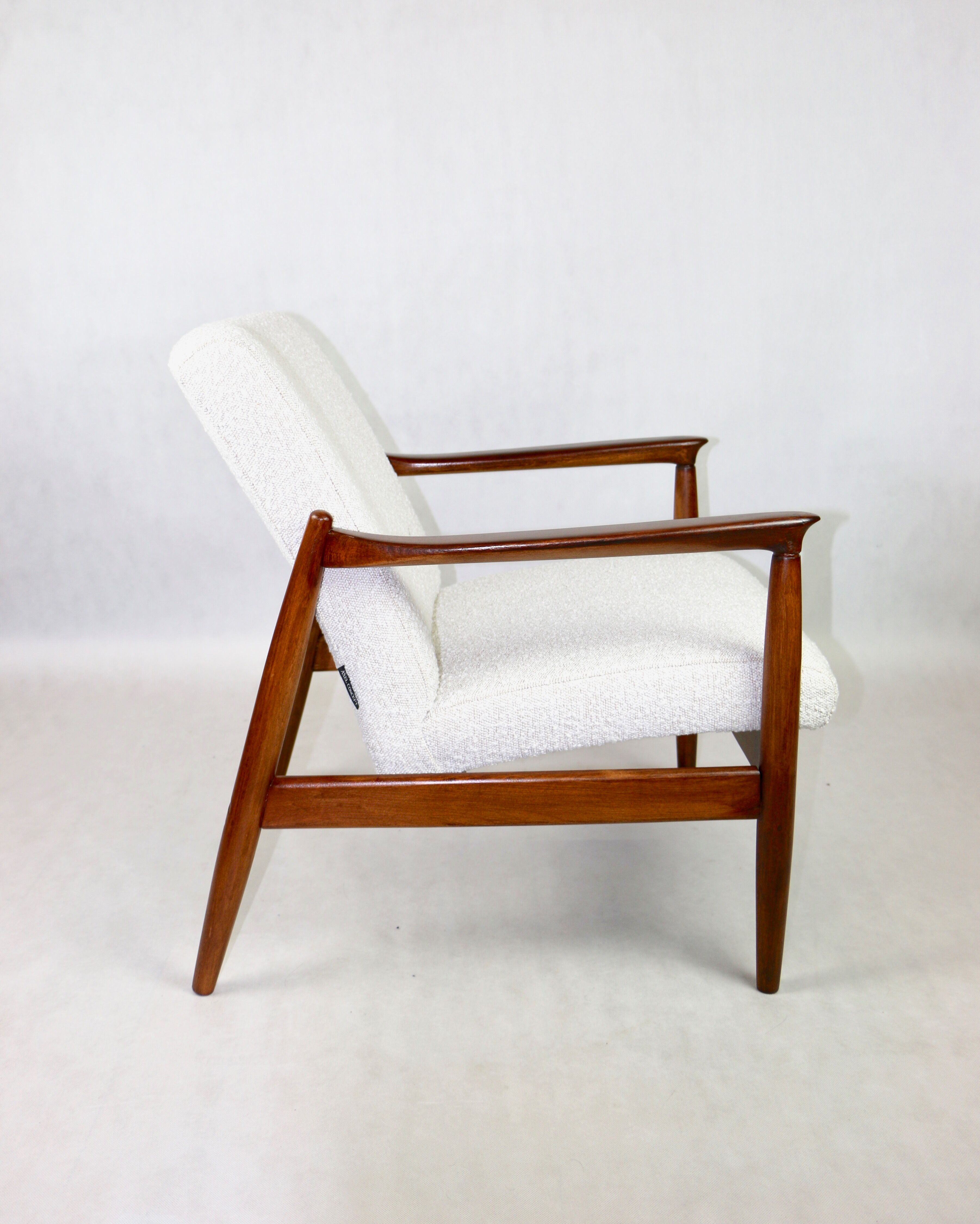 White Boucle GFM-64 armchair by Edmund Homa, 1970s
